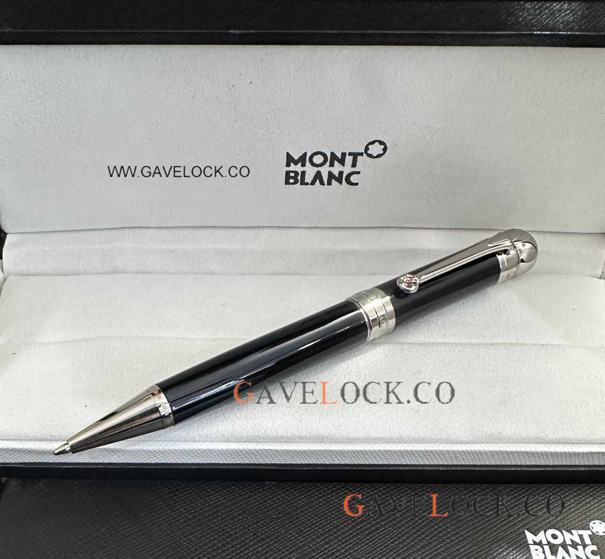 Buy AAA Copy Mont Blanc Joseph Ii Silver-Black Precious Resin Ballpoint Pen